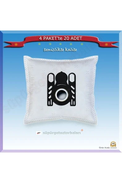 Arçelik S 4122 Kanguru Süpürge Toz Torbası 4 Pakette 20 Adet ürün görseli 1
