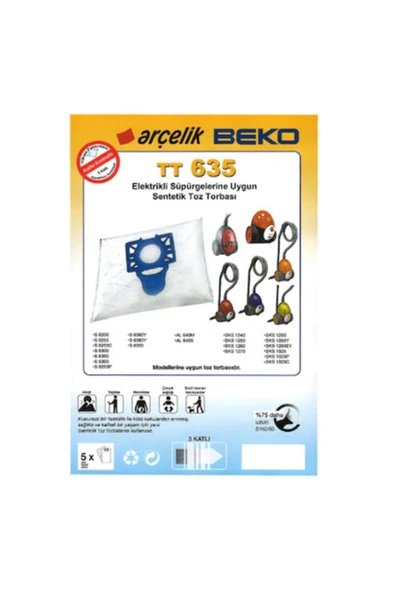 Arçelik S 6355 Yp Bez Toz Torbası 20 Adet ürün görseli 1
