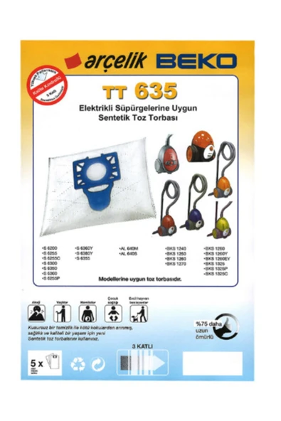 Arçelik 6255 B 6255 C Süpürge Toz Torbası 20 Adet ürün görseli 1