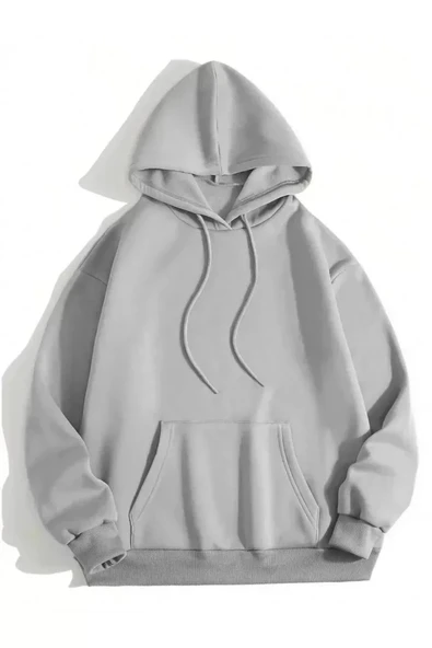 Erkek Düz Kapüşonlu Sweat - Boyalı Gri - Resim 2