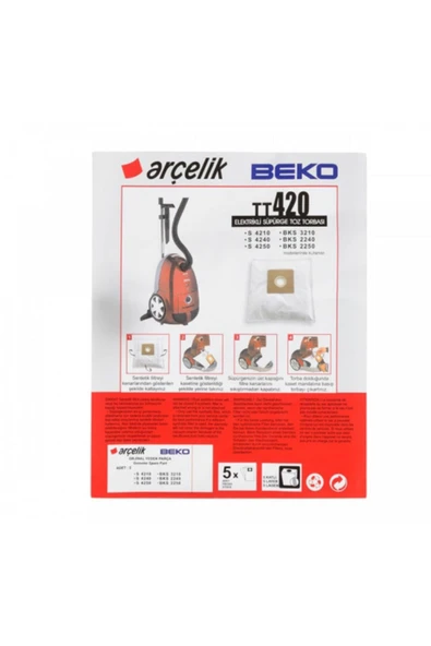 Arçelik S 4240 C Süpürge Toz Torbası Bez 20 Adet ürün görseli 1