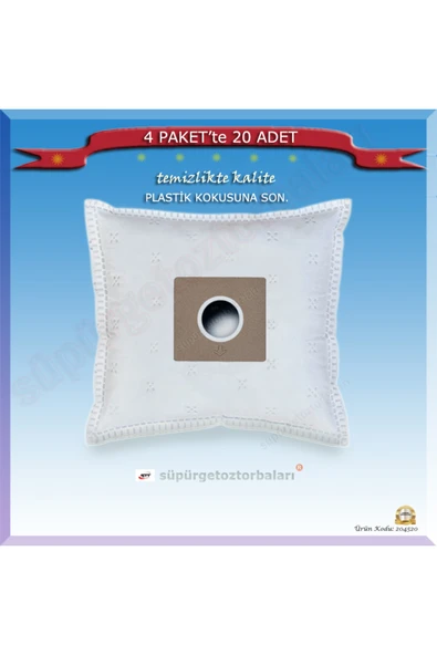 Arçelik S 7100 Süpürge Toz Torbası 4 Pakette 20 Adet 204520 ürün görseli 1