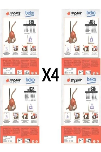 Beko FAMOUS 4 PAKET 20 ADET Beko Bks 1240 Süpürge Modeli Toz Torbası Tt635 ürün görseli 1