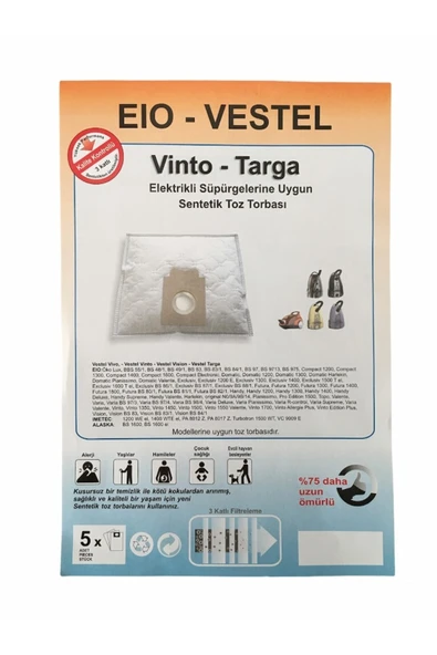 Vestel Vinto 1450 Süpürge Toz Torbası 15 Adet ürün görseli 1