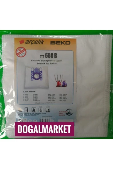 Arçelik S 6800 S 6805 Toz Torbası 20 Adet ürün görseli 1