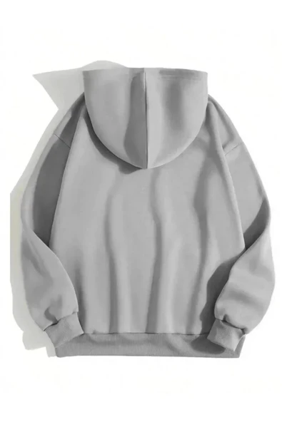 Erkek Düz Kapüşonlu Sweat - Boyalı Gri ürün görseli 1
