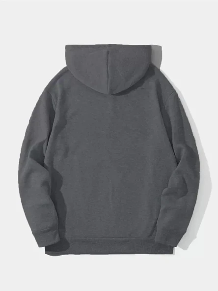Erkek Düz Kapüşonlu Sweat - Füme ürün görseli 1