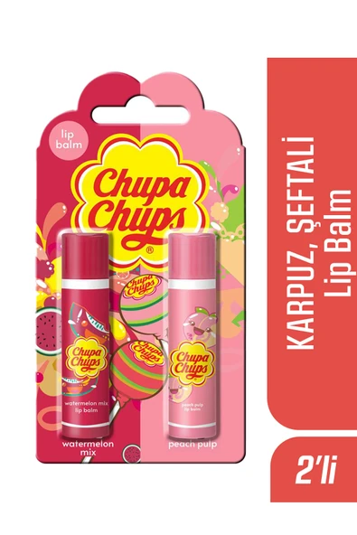 Chupa Chups Lip Balm Dudak Bakım Kremi 4gr Karpuz Ve Şeftali 2li ürün görseli 1