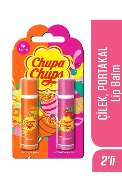 Chupa Chups Lip Balm Dudak Bakım Kremi 4gr Çilek Ve Portakal 2li ürün görseli 1