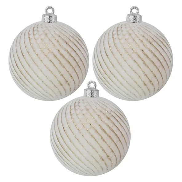 Lüks Ağaç Süsleri 3'lü - 8cm - Beyaz Model 4 - Resim 2