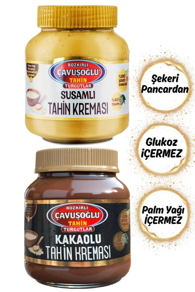 Bozkırlı Çavuşoğlu Susamlı Tahin Kreması 330g + Kakaolu Tahin Kreması 330g ürün görseli 1