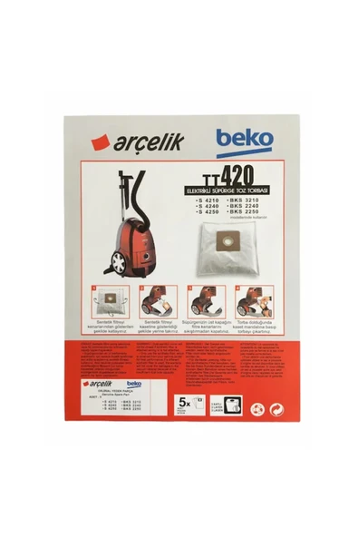 Arçelik ELEKTRİKLİ SÜPÜRGE  Arçelik Tt 420 Süpürge Toz Torbası 25 ADET FŞİ ürün görseli 1