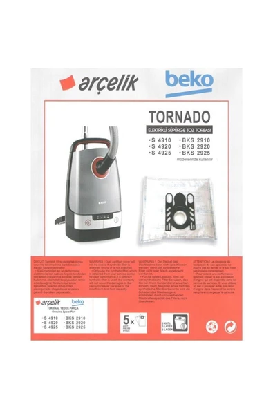 Arçelik Tornado Elektrikli Süpürge Toz Torbası 5 ADET ürün görseli 1