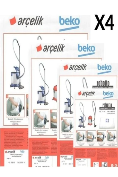 Beko 4 PAKET 20 ADET Beko Bks 9118 Süpürge Modeli Toz Torbası Robotto ürün görseli 1