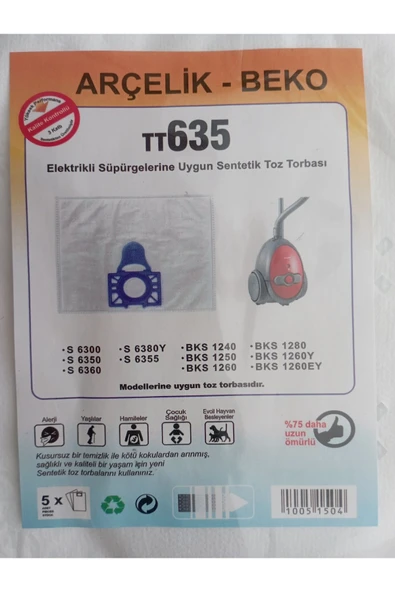 Arçelik Tt635 Toz Torbası 10 Adet (2 PAKET) ürün görseli 1