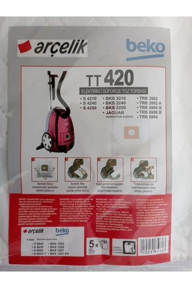 Arçelik Tt 420 Bez Toz Torbası 1 Paket (5 ADET) ürün görseli 1