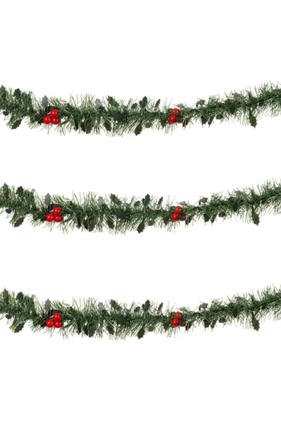 Yılbaşı Ökseotu Meyveli Noel Yeşili Garland 3m*7cm ürün görseli 1