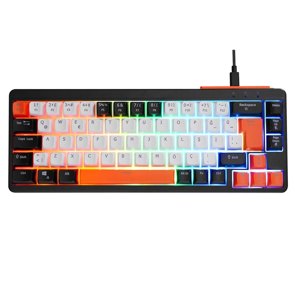 Acer eMachines EAK810 Bej Siyah Turuncu USB Rainbow Aydınlatmalı Mini Q Standart Klavye ürün görseli 1