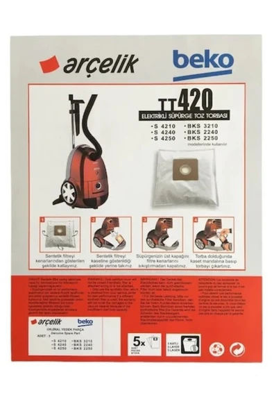 Arçelik TT420 Elektrikli Süpürge Toz Torbası 5 ADET ürün görseli 1