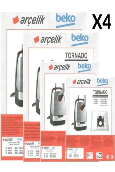 Beko  4 PAKET 20 ADET Beko Bks 2910 Süpürge Modeli Toz Torbası Tornado ürün görseli 1