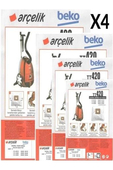 Beko 4 PAKET 20 ADET Beko Bks 2240 Süpürge Modeli 5 Adet Toz Torbası Tt420 T ürün görseli 1