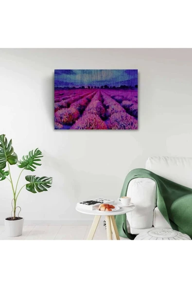 Mor Çiçek Tarlası Canvas Tablo (50x70) - Resim 3