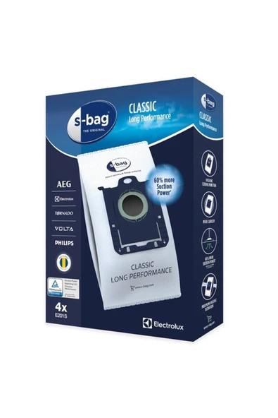 Electrolux Mavi E201S S-Bag Classic Long Performance 4'lü Toz Torbası ürün görseli 1