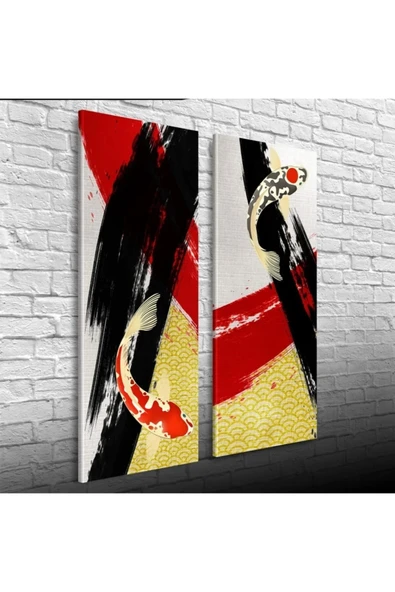 Ying Yang Iki Parça Canvas Tablo (30x70) ürün görseli 1