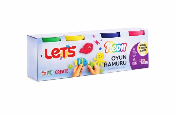LETS 4 RENK NEON OYUN HAMURU 440 G ürün görseli 1