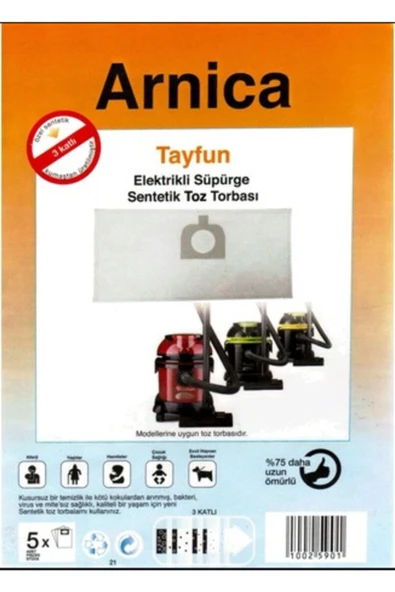 Arnica Tayfun Kazanlı Süpürge Torbası 5'li Paket X 2 (10 ADET) ürün görseli 1