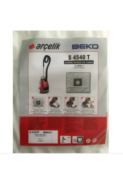 Arçelik S 4540 T Elektrikli Süpürge Uyumlu   Toz Torbası Bez 20 Adet Beyaz ürün görseli 1