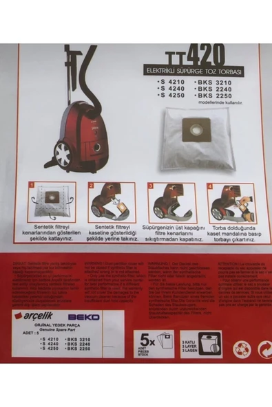Arçelik Beyaz Trb 6986 B 15 Adet Toz Torbası 01 ürün görseli 1