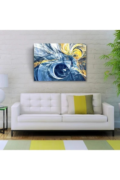 Sarı Lacivert Gece Canvas Tablo (50x70) - Resim 3