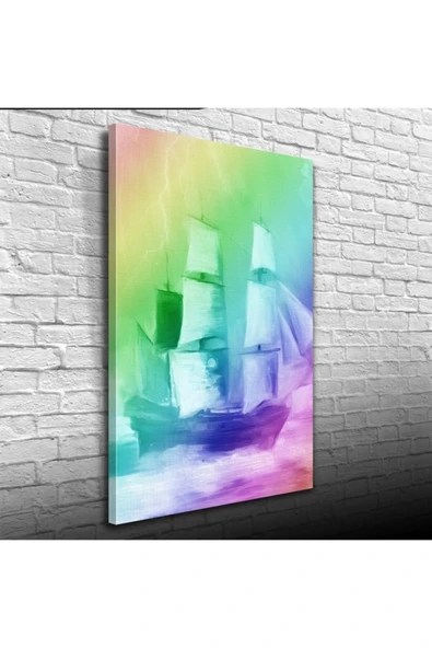 Gökkuşağı Gemi Canvas Tablo (50x70) - Resim 2