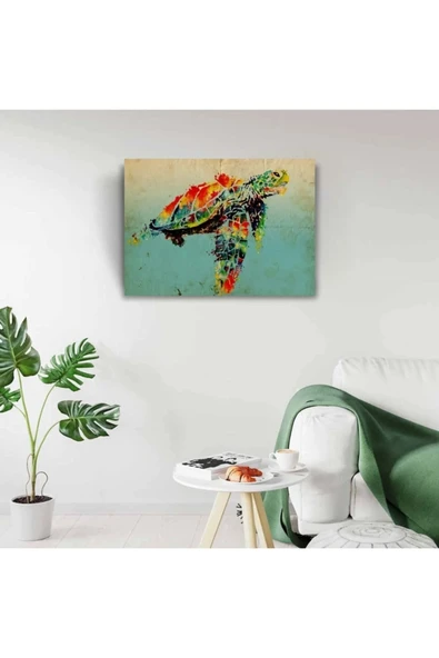Renkli Kaplumbağa Canvas Tablo (50x70) - Resim 3