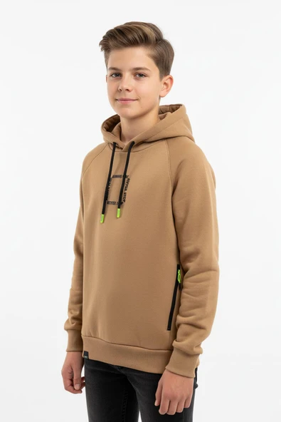 Kapüşonlu Fermuarlı Cepli Erkek Çocuk Sweatshirt ürün görseli 1