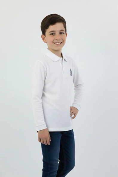Polo Yaka Basic Erkek Çocuk Sweatshirt - Resim 2