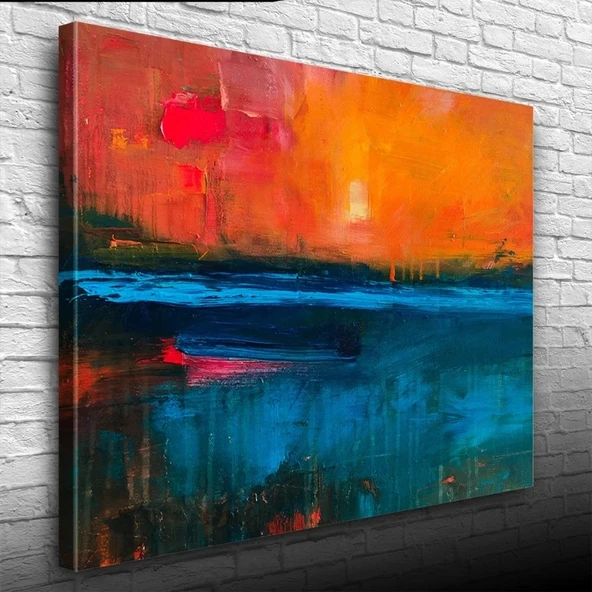 Günbatımında Kıyıdaki Kayık Yağlıboya Kanvas Tablo 50 x 70 ürün görseli 1