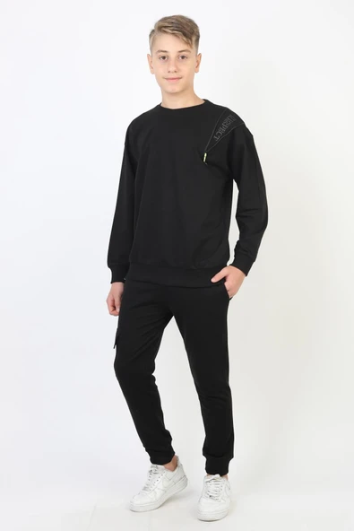 Mevsimlik Respect Baskılı 2 İplik %100 Pamuk 2 İplik Uzun Kollu Erkek Çocuk Sweatshirt ürün görseli 1