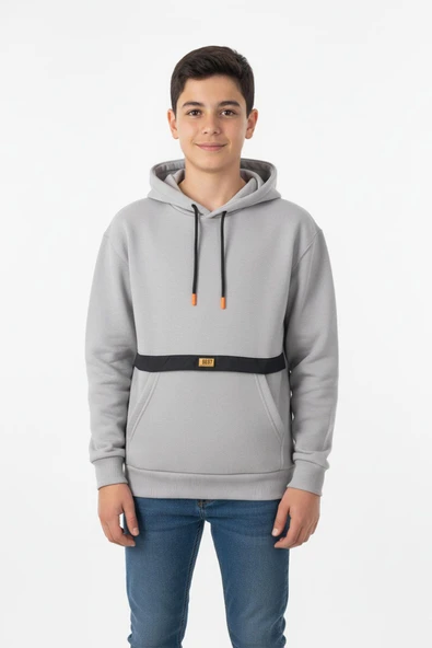 Kapşonlu Kanguru Cepli Detaylı Erkek Çocuk Sweatshirt ürün görseli 1