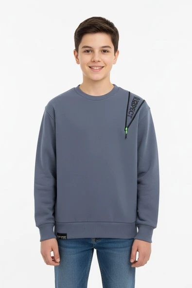 Fermuarlı Respect Baskılı Siyah Erkek Çocuk Sweatshirt ürün görseli 1