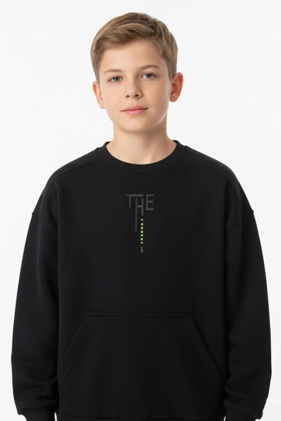 Kanguru Cepli Bisiklet Yaka Erkek Çocuk Sweatshirt ürün görseli 1