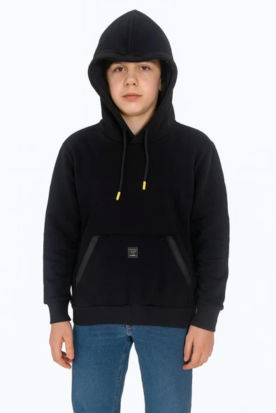 Kapüşonlu Kanguru Cepli 2 İplik Mevsimlik Erkek Çocuk Sweatshirt ürün görseli 1