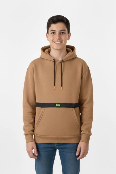 Kapşonlu Kanguru Cepli Detaylı Erkek Çocuk Sweatshirt ürün görseli 1