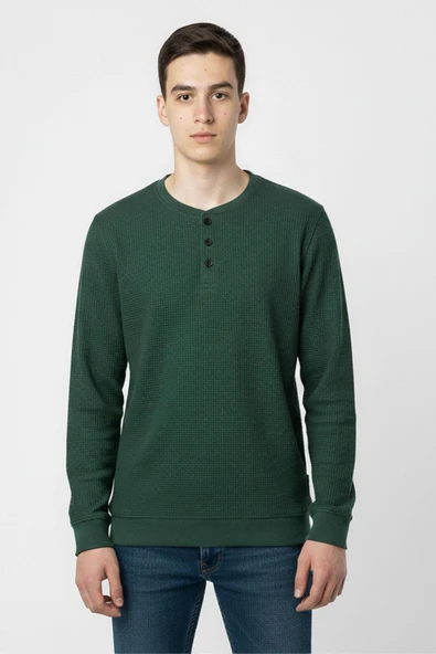 Mevsimlik Düğme Detaylı Bawelna Kumaş Uzun Kollu Erkek Çocuk Sweatshirt ürün görseli 1