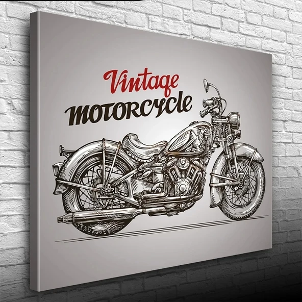 Vintage Motorcycle Poster Kanvas Tablo 50 x 70 ürün görseli 1