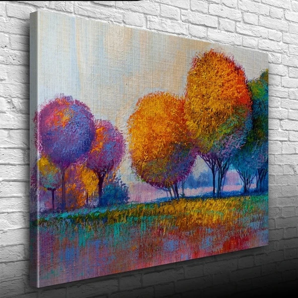 Günbatımı Sazlıklar ve Ağaçlar Yağlıboya Kanvas Tablo 50 x 70 ürün görseli 1