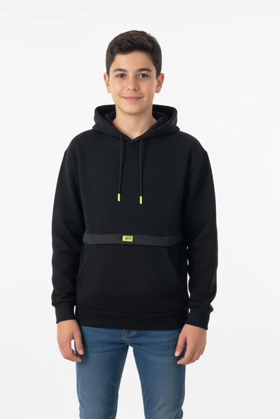 Kapşonlu Kanguru Cepli Detaylı Erkek Çocuk Sweatshirt ürün görseli 1