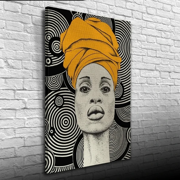 Afrika Yerli Kadın Görseli gri ve siyah Tonlarda Kanvas Tablo 50 x 70 ürün görseli 1