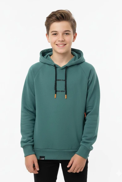 Kapüşonlu Fermuarlı Cepli Erkek Çocuk Sweatshirt ürün görseli 1